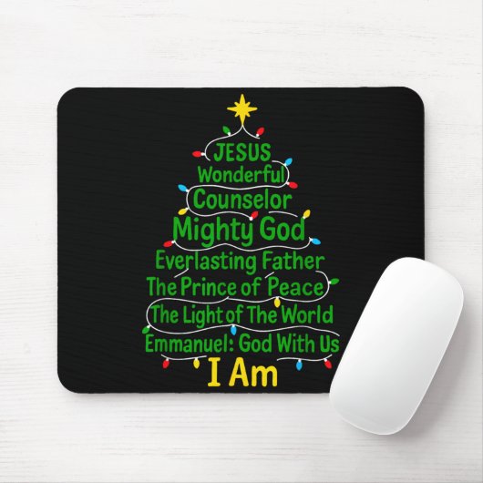 Christian Christmas Jesus Bible Names Xmas Tree Sh Mousepad (Mit Mouse)