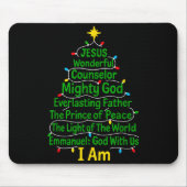Christian Christmas Jesus Bible Names Xmas Tree Sh Mousepad (Vorne)