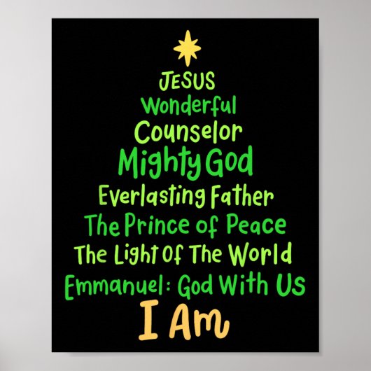 Christian Christmas Jesus Bible Names Xmas Tree Sh Poster (Vorne)