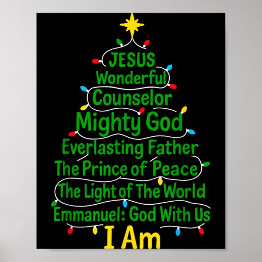 Christian Christmas Jesus Bible Names Xmas Tree Sh Poster (Vorne)