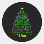 Christian Christmas Jesus Bible Names Xmas Tree Sh Runder Aufkleber (Vorderseite)