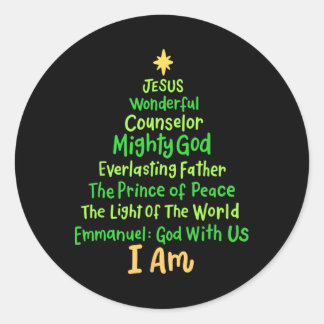 Christian Christmas Jesus Bible Names Xmas Tree Sh Runder Aufkleber