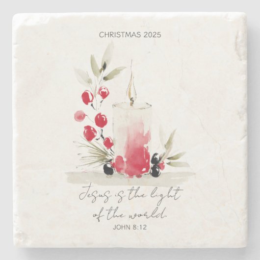 Christian Christmas Modern Scripture Candle Custom Steinuntersetzer (Vorderseite)