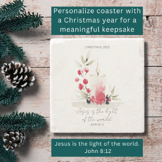 Christian Christmas Modern Scripture Candle Custom Steinuntersetzer