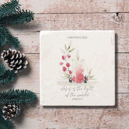 Christian Christmas Modern Scripture Candle Custom Steinuntersetzer