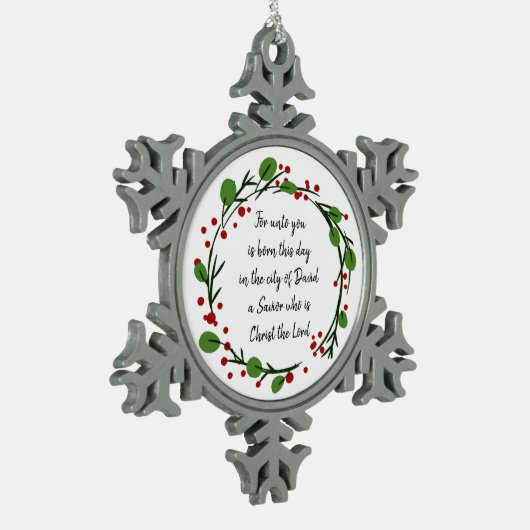 Christian Christmas Scripture Sticker Scripture Schneeflocken Zinn-Ornament (Links)
