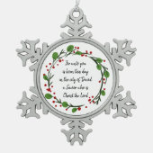 Christian Christmas Scripture Sticker Scripture Schneeflocken Zinn-Ornament (Vorderseite)