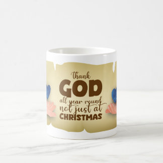 Christian Christmas Thank God blue heart Mug Kaffeetasse