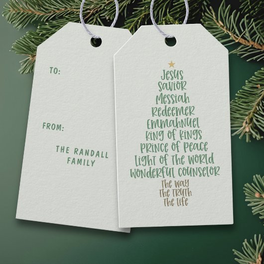 Christian Christmas Tree Names of Jesus Typography Geschenkanhänger