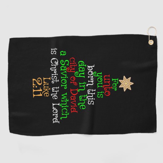 Christian Christmas Tree Shirts Golfhandtuch (Horizontal)