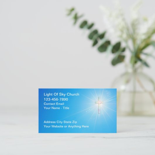 Christian Church Business Cards With Cross Visitenkarte (Stehend Vorderseite)