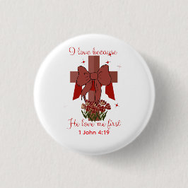 Christian Coquette cross Bible verse Valentines Button