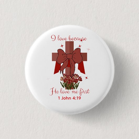 Christian Coquette cross Bible verse Valentines Button (Vorderseite)