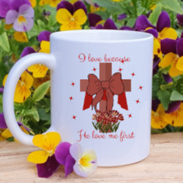 Christian Coquette cross Bible verse Valentines Kaffeetasse