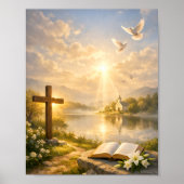 Christian Cross and Bible Sunrise Poster (Vorne)