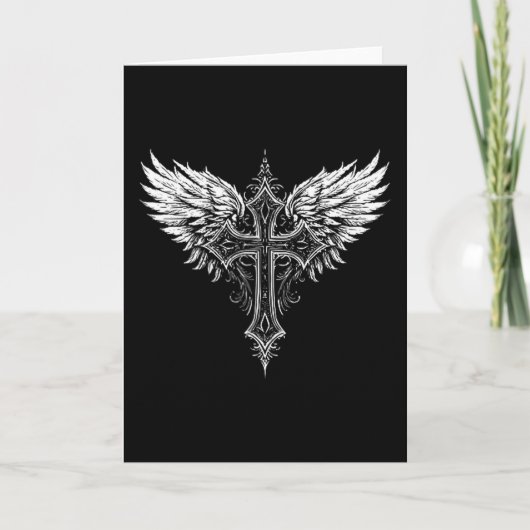 Christian Cross Angel Religious Karte (Vorderseite)