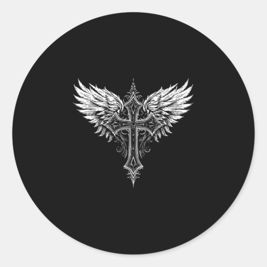 Christian Cross Angel Religious Runder Aufkleber (Vorderseite)