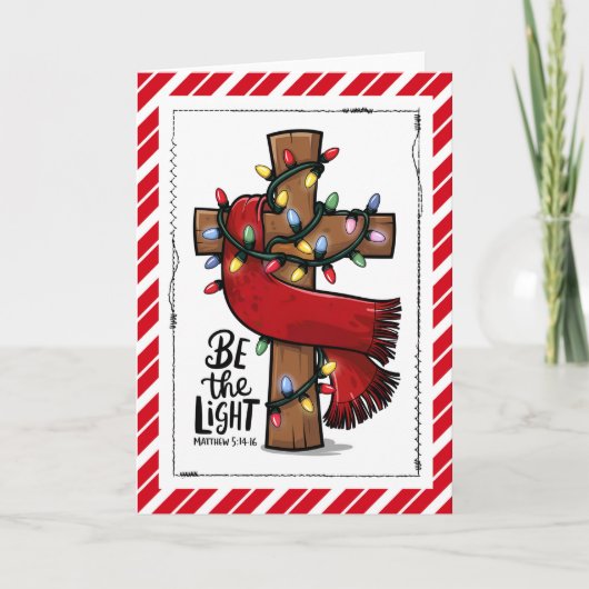 Christian Cross Be The Light Christmas Card Karte (Vorderseite)