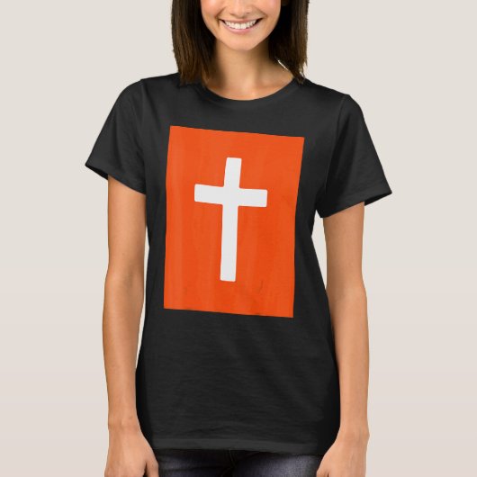 Christian Cross Crucifix Orange Background Jesus F T-Shirt (Vorderseite)