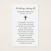 Christian Cross Funeral Memorial Prayer Cards (Rückseite)