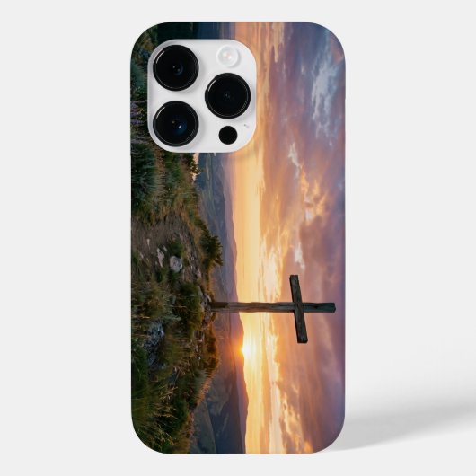 Christian Cross Hilltop Sunset iPhone Case (Rückseite)
