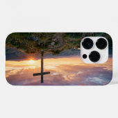 Christian Cross Hilltop Sunset iPhone Case (Rückseite (Horizontal))