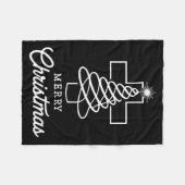 Christian Cross Jesus Merry Christmas Xmas Tree Ho Fleecedecke (Vorderseite (Horizontal))