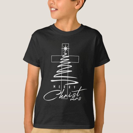 Christian Cross Jesus Merry Christmas Xmas Tree Ho T-Shirt (Vorderseite)