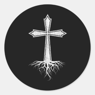 Christian Cross Rooted In Jesus Christ Christian Runder Aufkleber