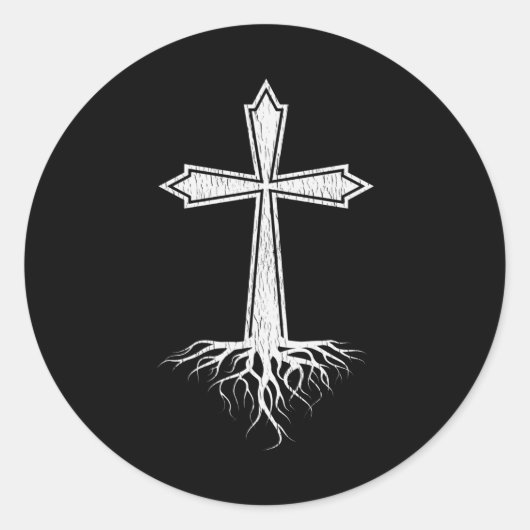Christian Cross Rooted In Jesus Christ Christian Runder Aufkleber (Vorderseite)