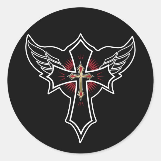 Christian cross runder aufkleber (Vorderseite)
