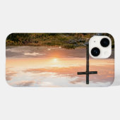 Christian Cross Scenic Hillside Sunset iPhone Case (Rückseite (Horizontal))