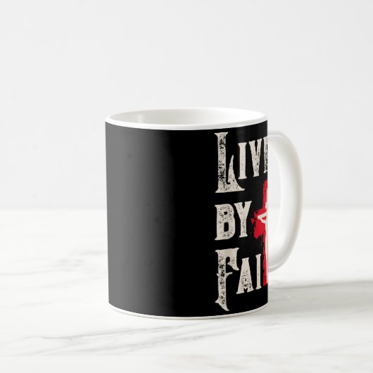 Christian Cross Scripture Live By Faith Kaffeetasse (VorderseiteRechts)