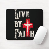 Christian Cross Scripture Live By Faith  Mousepad (Mit Mouse)