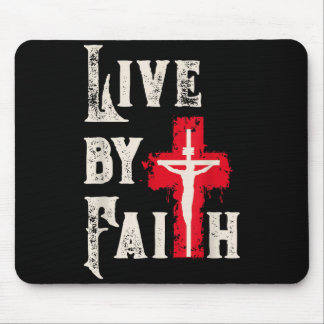 Christian Cross Scripture Live By Faith Mousepad