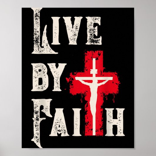 Christian Cross Scripture Live By Faith  Poster (Vorne)