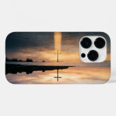 Christian Cross Sunset Reflection iPhone Case (Rückseite (Horizontal))