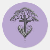 Christian Cross Tree Mountain Heart Sticker (Vorderseite)