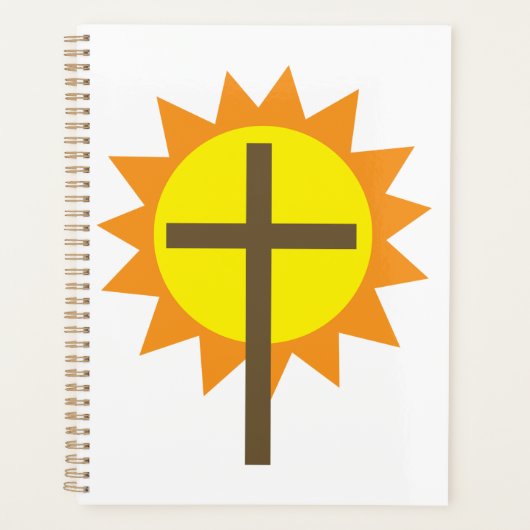 Christian Cross with Yellow Sun and Orange Rays Planer (Vorderseite)