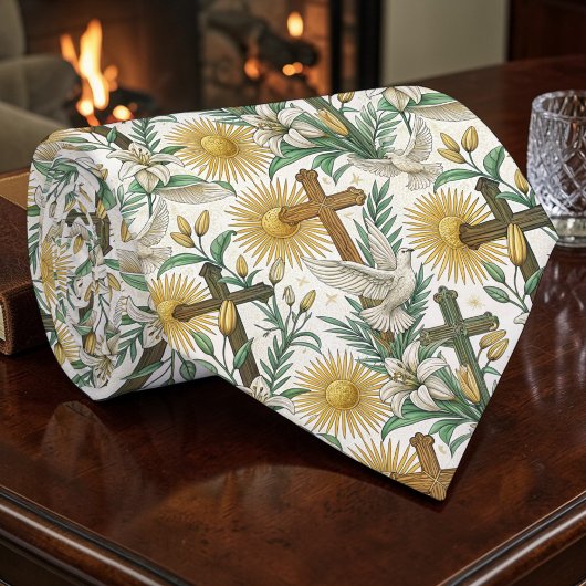 Christian Crosses with Doves Custom Necktie Krawatte