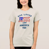 Christian custom template loves Jesus and America Tri-Blend Shirt (Vorderseite)