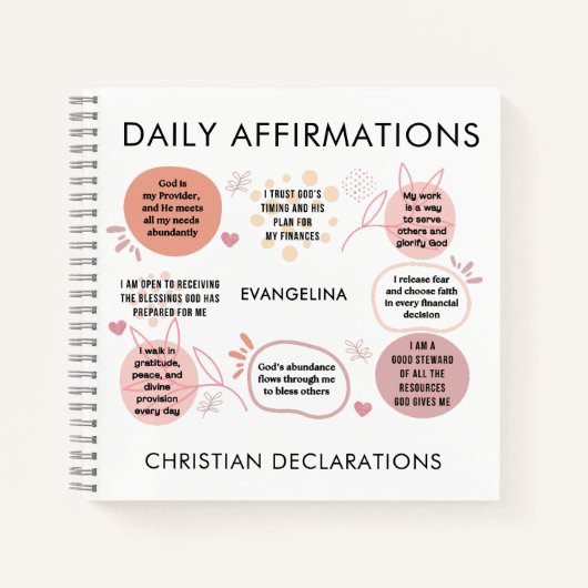 Christian Declarations Daily Affirmations Prayer Notizblock (Vorderseite)