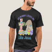 Christian Easter Bunny & Floral Cross Religious Pu T-Shirt (Vorderseite)