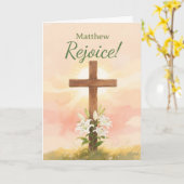 Christian Easter Rejoice Personalized Name Gift Karte (Gelbe Blume)