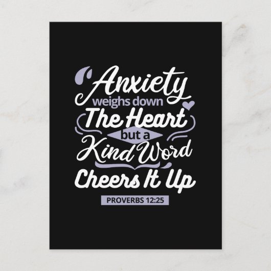 Christian Encouragement Quote – Anxiety & Kindness Postkarte (Vorderseite)