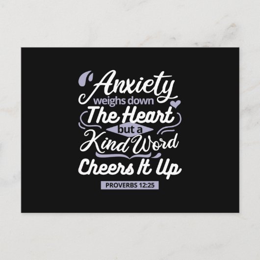 Christian Encouragement Quote – Anxiety & Kindness Postkarte (Vorderseite)