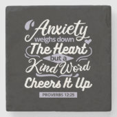 Christian Encouragement Quote – Anxiety & Kindness Steinuntersetzer (Vorderseite)