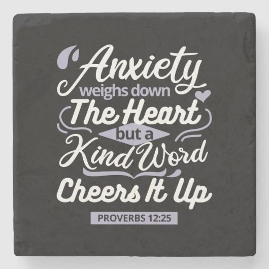 Christian Encouragement Quote – Anxiety & Kindness Steinuntersetzer (Vorderseite)