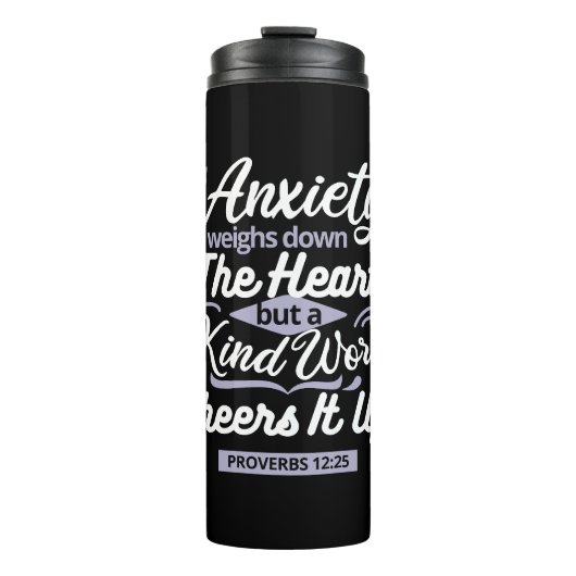 Christian Encouragement Quote – Anxiety & Kindness Thermosbecher (Vorderseite)