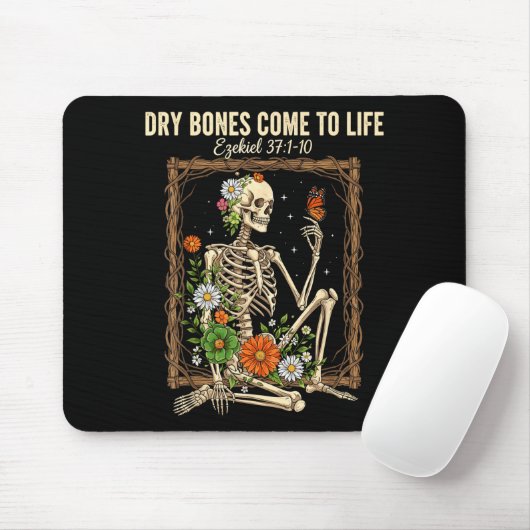 Christian Faith Dry Bones Come To Life Skeleton Fl Mousepad (Mit Mouse)
